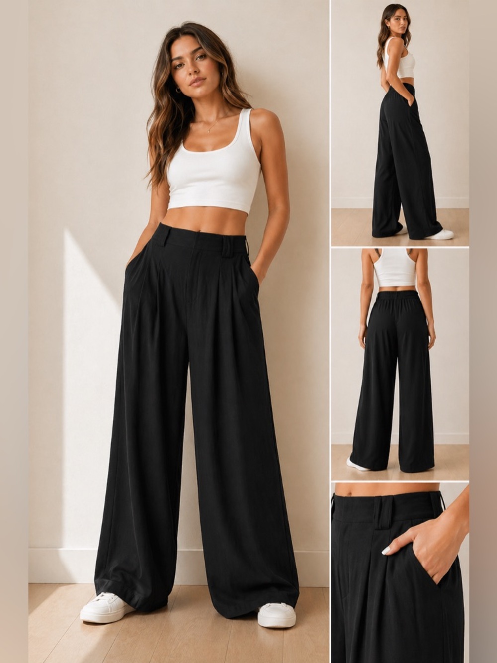 HALARA NWT High Waisted Wide Leg Palazzo Pants Black XL Regular